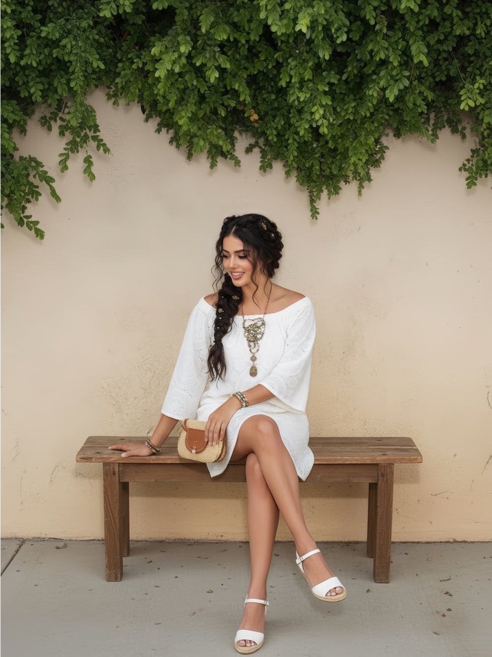 WinWin White Off-Shoulder Eyelet Tunic - Picture 3 of 9